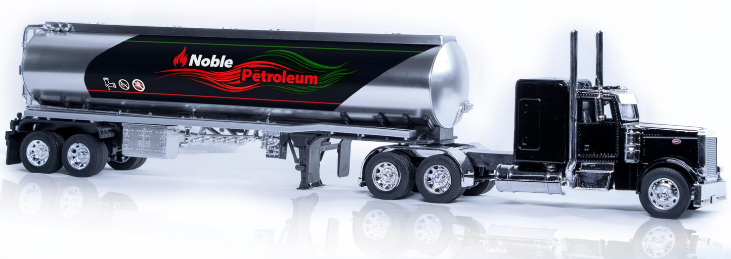 NewRay Replica Peterbilt 379, 1:32 Scale Diecast Trucks Noble Petroleum Oil Tanker Truck - Semi Truck Toy with Trailer -18 Wheeler Toy with Trailer