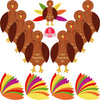 Gejoy 56 Pieces Thanksgiving Turkey Craft Kits DIY Turkey Thanksgiving Party School Activities Decoration Supplies, Makes Up to 8 Turkeys(Brown