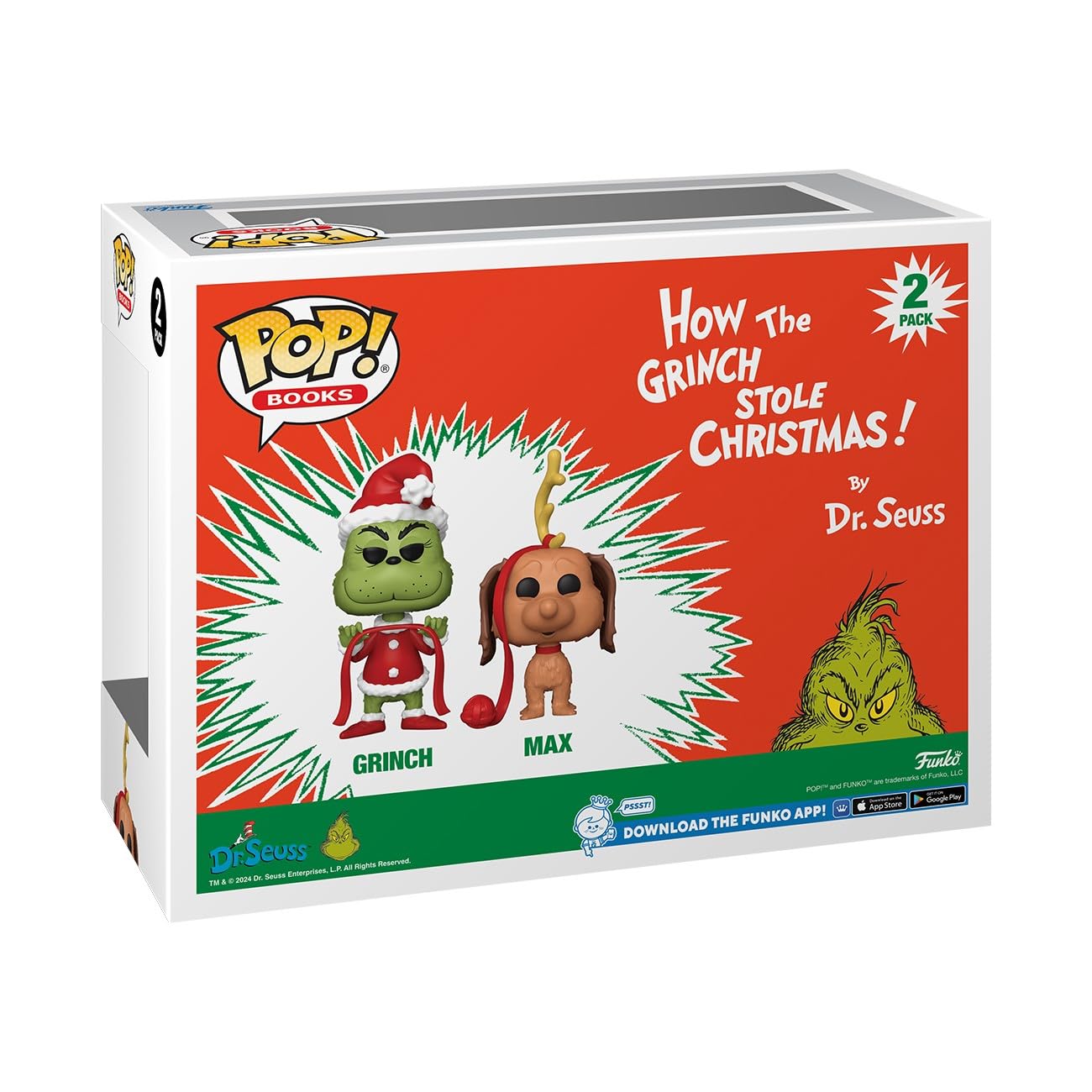 Funko Pop! Books: How The Grinch Stole Christmas - Grinch with Max, 2-Pack (Flocked), Amazon Exclusive