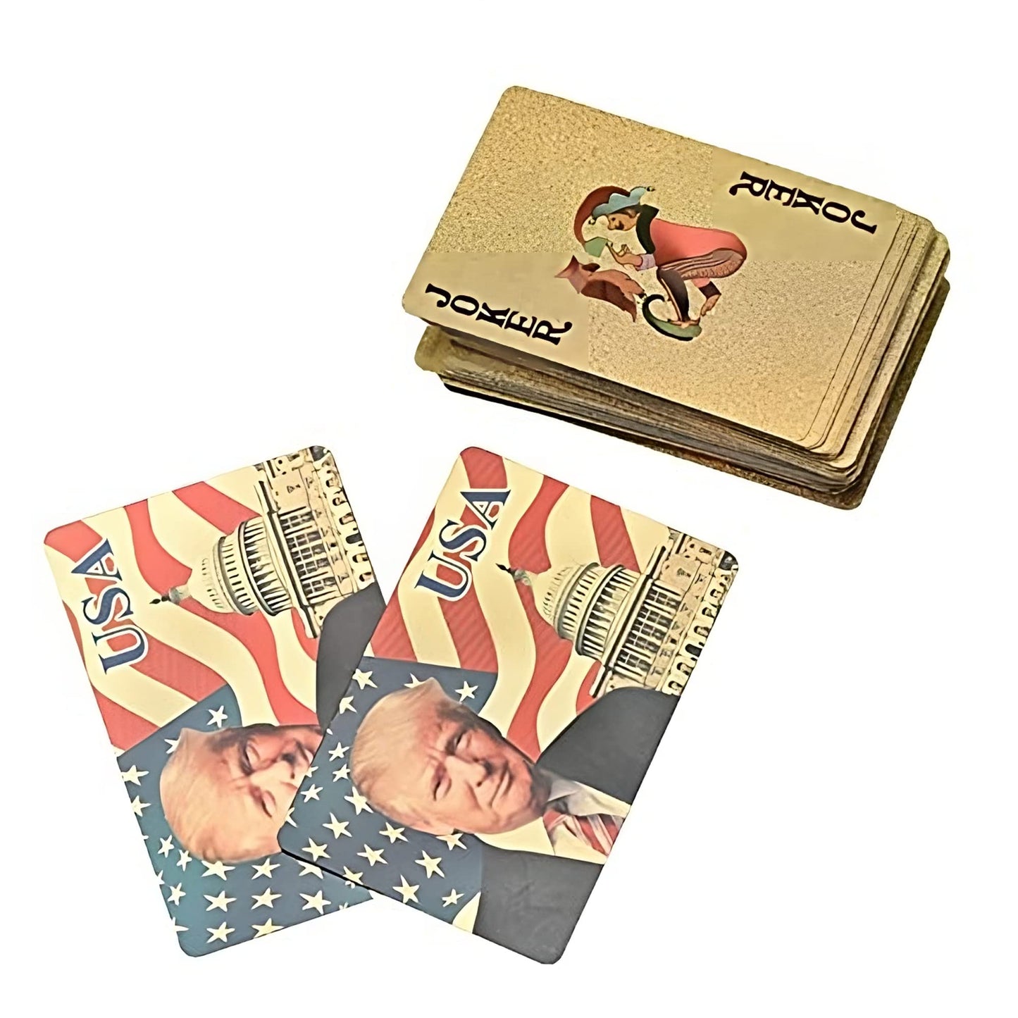 blinkee Tremendous Trump Triumph 24K Gold-Plated Waterproof Poker Cards - Premium 52-Card Deck with 2 Jokers, Presidential Design & PET Plastic