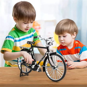 Vucootli 2023 DIY Retro Bicycle Model Ornament for Kids, 1:10 Simulation Mini Bicycle Model Scale Kit with Inflator and Briefcase, Finger Bike Models
