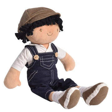 Tikiri Ethically Sri Lankan Tikiri Toys Joe Fabric Baby Doll, Boy Baby Doll in Dungaree and Cap, Ages 6 Months & Up
