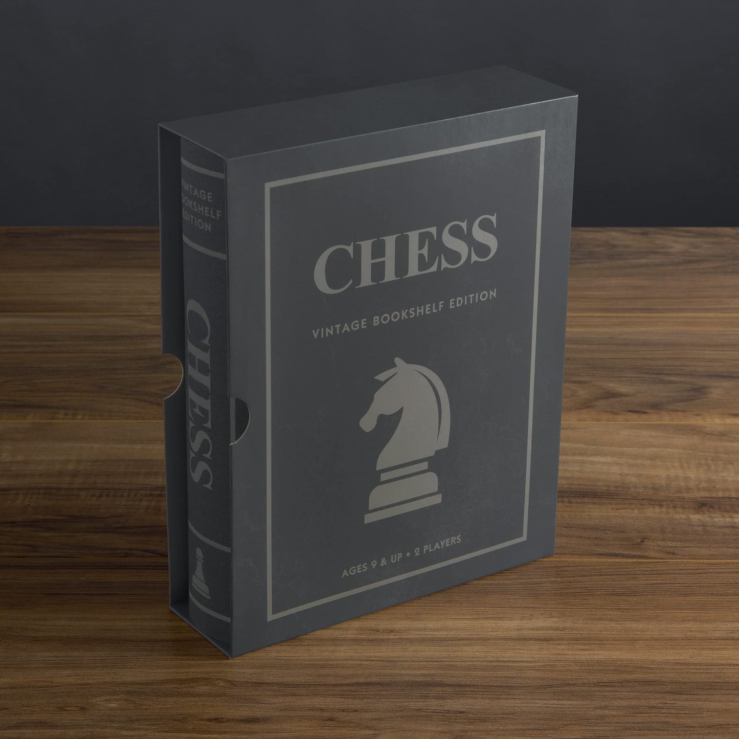 WS Game Company Chess Vintage Bookshelf Edition, Classic Strategy Game Set in Linen Wrapped Book Box & Slipcase - Full Size Folding Board, Wooden