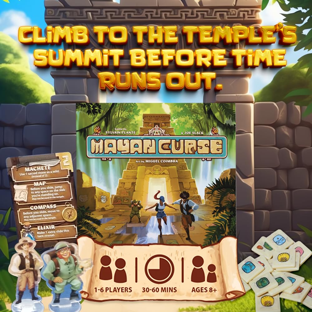 Crazy Like a Box Mayan Curse - Thrilling Puzzly Board Games for Adults & Kids, Strategic Family Games for Game Night, Party Game with Fantasy