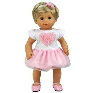 Sophia's Faux-Leather Pleated Dress Shoes with Elastic Straps for 15 Inch Baby Dolls, Light Pink