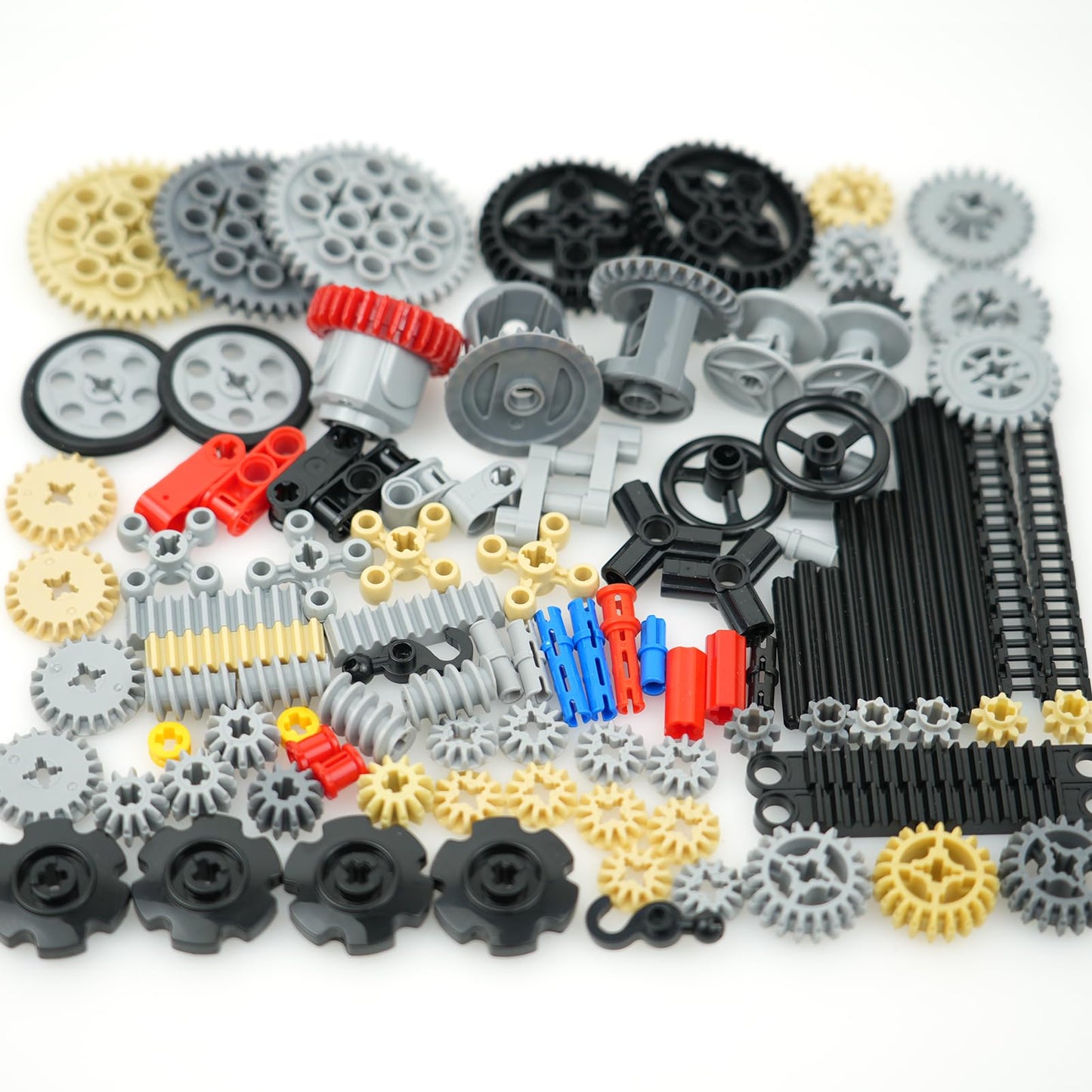 BroTex Technical Parts Pieces Building Set Accessories, Gears Pins Connectors Wheels Axles Racks Differentials, Engine Kits Cars Compatible Major