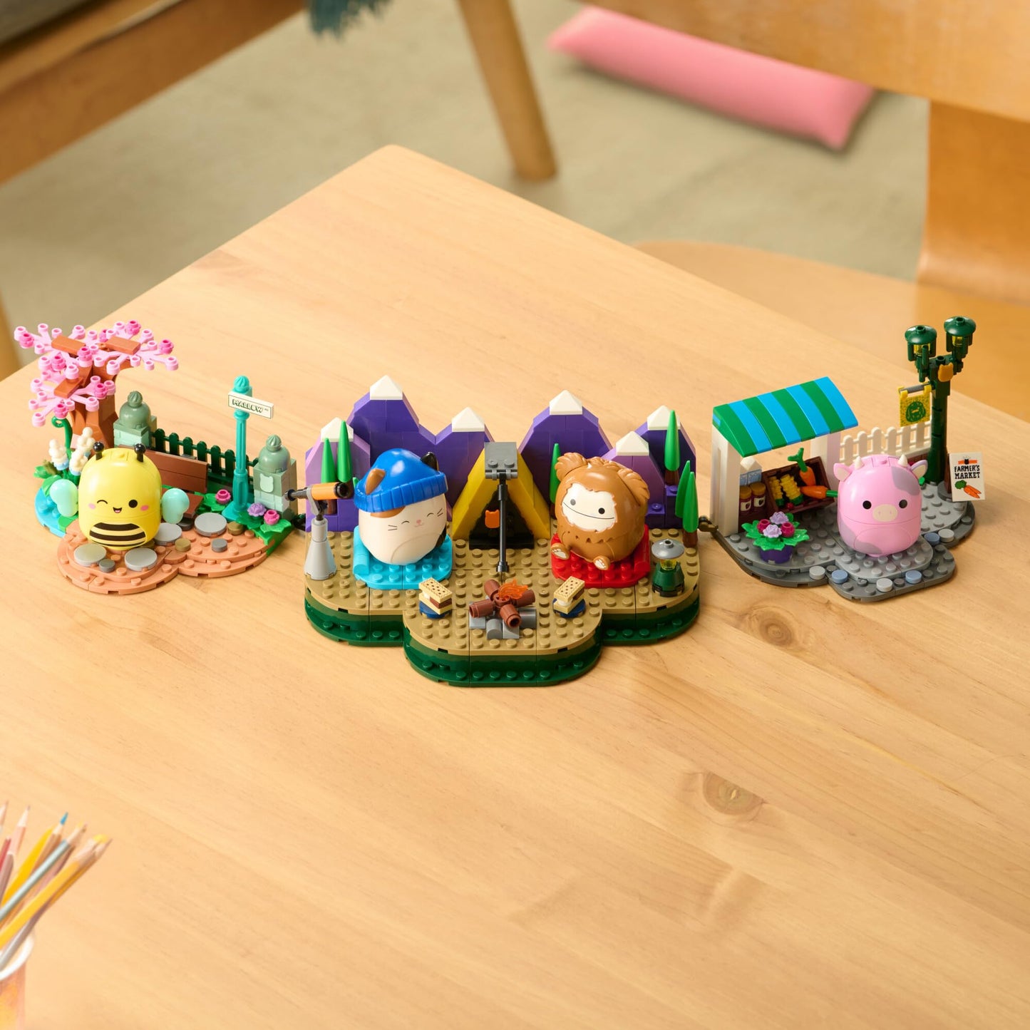 BLDR Squishmallows Benny and Cam's Outdoor Adventure Building Set - Cam the Cat and Benny the Bigfoot Buildable Figures - Squishmallows Fans 8+, 0050