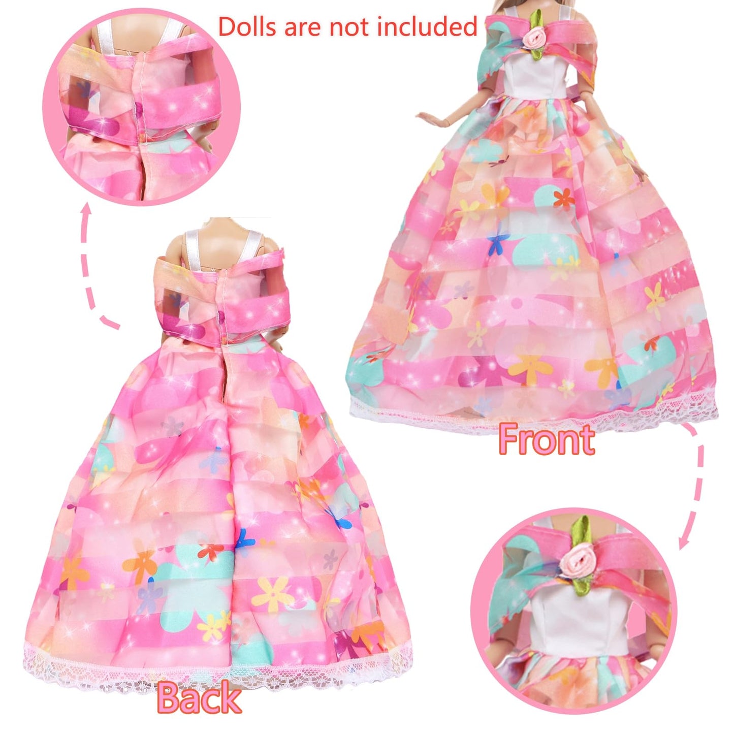 BLIJOLA Gorgeous Doll Wedding Dresses 2 Sets with Veil for 11.5 inch Doll
