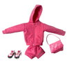 AQQeenmiu Fashion Doll Clothes Set, Pink Hoodie Outfit with Shorts, Bag and Shoes, for 11.5-12 Inch Dolls, 1/6 Scale Figure Clothing