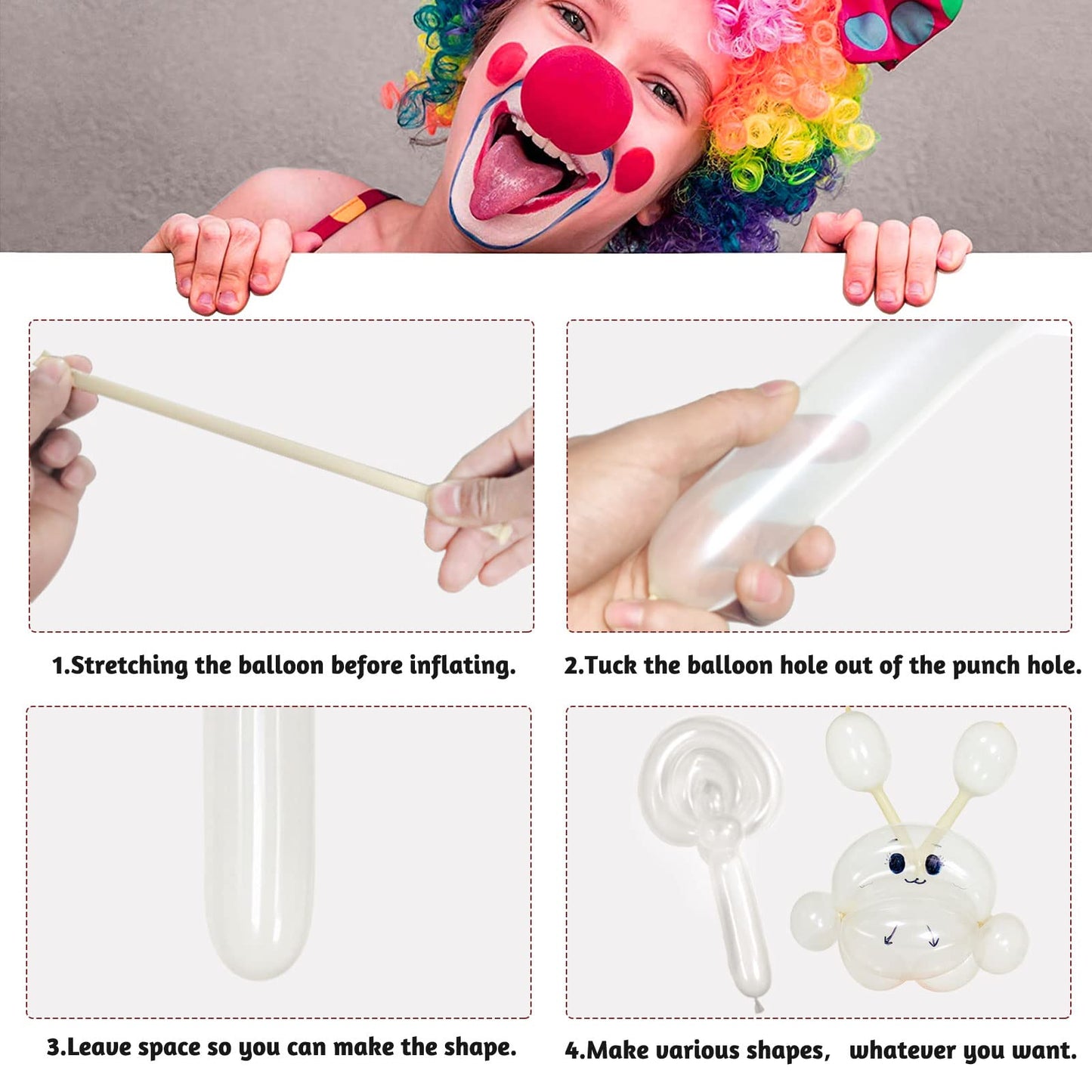 ZBYDNG 260 Balloons Clear, Thickening Long Balloons for Tying Arch, Twisting Latex Animals Magic Modeling Skinny Birthday Balloon for Kid‘s Party