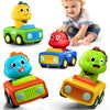 iPlay, iLearn Press Go Car Toys for Toddlers 1-3, Baby Animal Race Cars, Infant Play Car Set, Push Go Friction Dino Car for 6-9-12-18 Month, 1st
