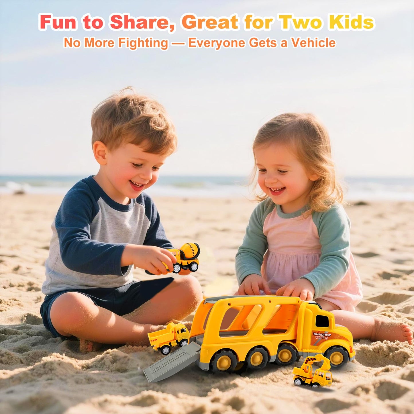 Nicmore Construction Truck Toddler Toys Car: Toys for 1 2 3 4 Year Old Boy 5 in 1 Carrier Toys for Kids Age 1-3 2-4| 18 Months 2 Year Old Boy