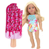 Sophia's Aqua Floral Print Lace Trim Bathing Suit and Inflatable Popsicle Pool Float Beach Accessories Set for 18" Dolls, Pink/Blue