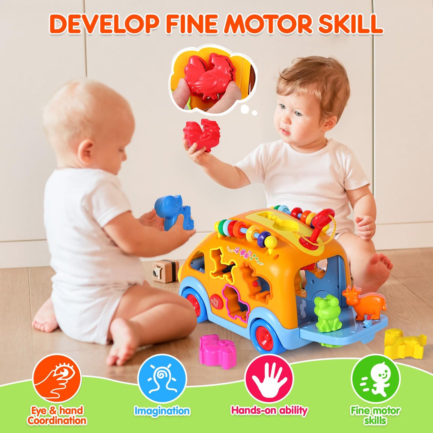 Musical Learning Crawling Toy Cars for 2-3 Year Old Boys Girls