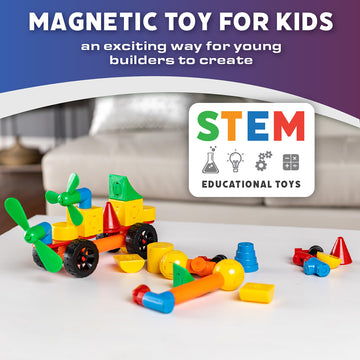 POPULAR PLAYTHINGS Mag Builder Building Set, Magnetic Vehicle Toy for Kids Imagination and Creative Play, Crazy Shapes Gift for Children - 40 Pieces