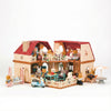 OLEOCA Family Grand Doll House - Light-Up 2-Story Cozy Cabin with Furniture & Bunny Figure, Complete Dollhouse Playset for Creative Pretend Play, Gift