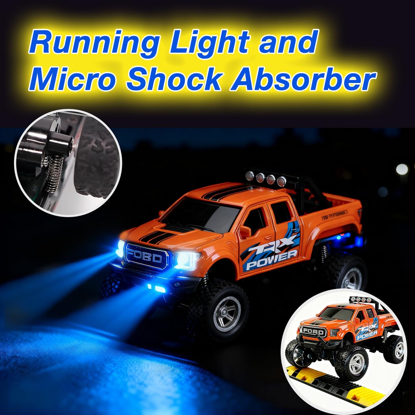 NICETHUMB Mini RC Truck, 1/64 Scale Alloy Monster Truck Remote Control Car