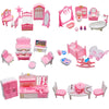 75 Pcs Dollhouse Furniture Set Accessories,Small Dollhouse Miniature Pretend Play Family Toys Gift,Toddler Boy Girl Kid 3Y+ Mini