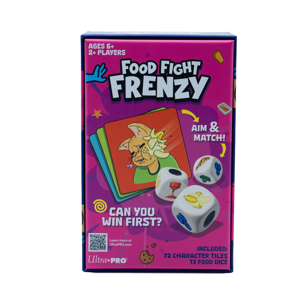 Food Fight Frenzy - Fun & Fast-Paced Family Dice Game Rolls, Pattern Matching, and Dice Game for 2-6 Players, 72 Tiles & 13 Oversized Dice, Family
