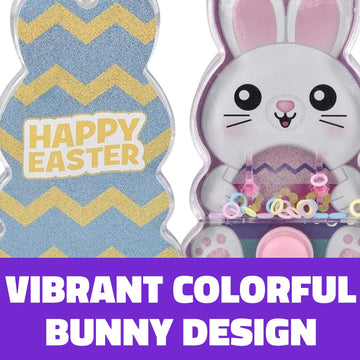 5.5 Inch Easter Bunny Water Ring Game, Handheld Puzzle Toy, Assorted Colors - 12 Count