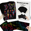 Yibeishu Scratch Art Set, 56-Piece, Black Paper Sheets Notes Cards Boards and Doodle Pads, 7.2 x 5 Inches, Kids Crafts Projects Kit