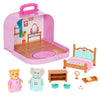 Li'l Woodzeez - Portable Dollhouse Playset with 2 Posable Figures - Playhouse Toy with Travel Suitcase - Mini Furniture & Accessories - Imaginative