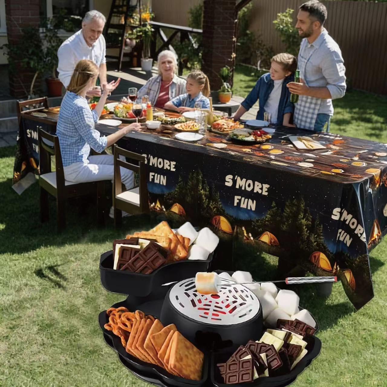 3Pcs Plastic Waterproof Rectangular Disposable Campfire Camping Tablecloths 87x52 inch,Hosting Party Essentials for Birthday Baby Shower,S’Mores