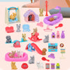 45Pcs Pet Pretend Play Toy Dollhouse Playset Accessories,Cat Puppy Dog Hamster Realistic Animals Tiny Mini Figures Furniture,Vet Care Center Preschool