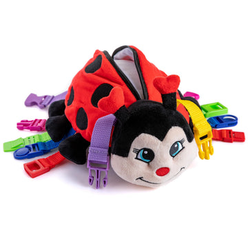 Buckle Toys - Becky Ladybug Stuffed Animal - Montessori Learning Activity Sensory Processing Toy - Develop Motor Skills and Problem Solving - Autism