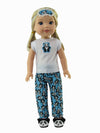 American Fashion World Blue Panda Pajamas for 14-Inch Dolls | 3 Piece | Premium Quality & Trendy Design | Dolls Clothes | Outfit Fashions for Dolls