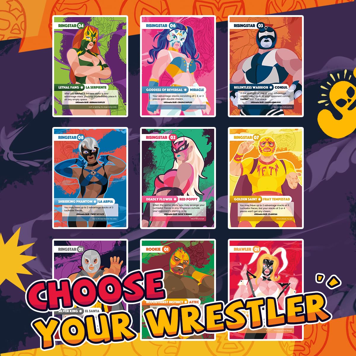 Whales Entertainment| Lucha Lucha 345| Strategy Board Games for Adults, Family and Kids Aged 6 +| Fun Wrestling-Themed Game for 2 Players | Classic