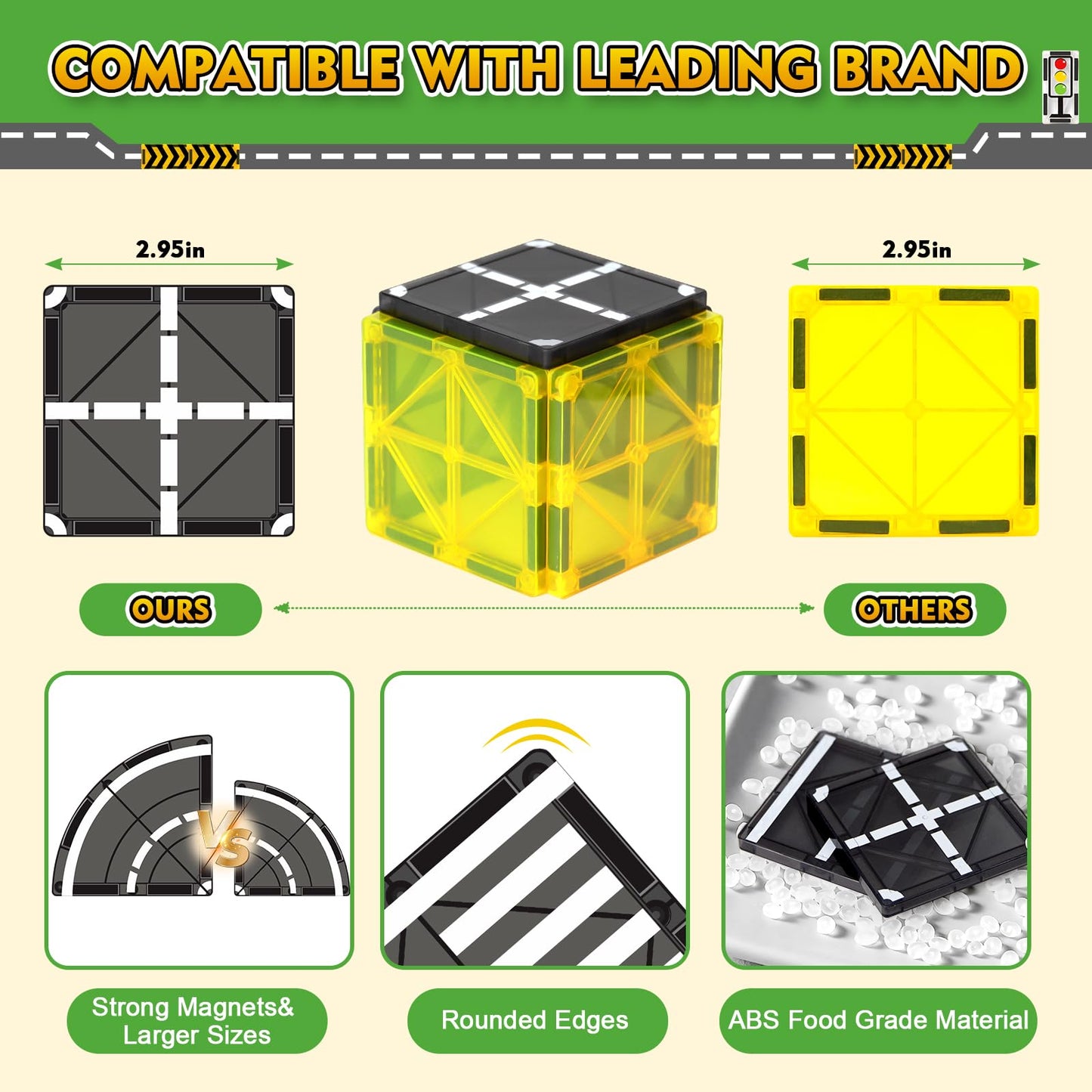 Magnetic Tiles Road Expansion Set for 3+ Year Old Boys & Girls