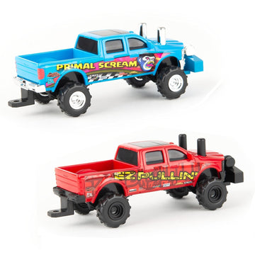 ERTL Set of 2 1/64 Blue Primal Scream & Red EZ Pullin' Pulling Trucks 37973A