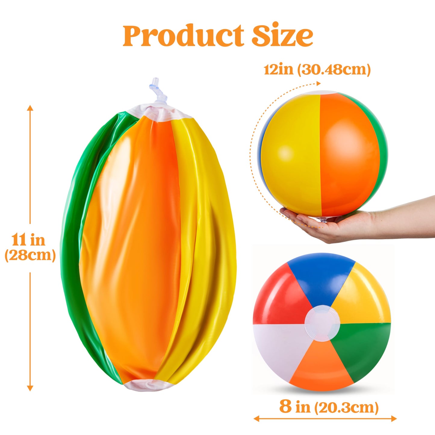 JOYIN 12-Pack 12“ Beach Balls - Bulk Classic Beachball Inflatable Swimming Pool Toys for Games Adults Kids Birthday Party Supplies Combo Set, Rainbow