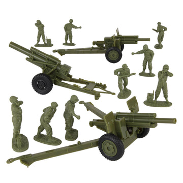 BMC CTS WW2 US Howitzer Artillery & Crew 12pc OD Green Plastic Army Men Playset