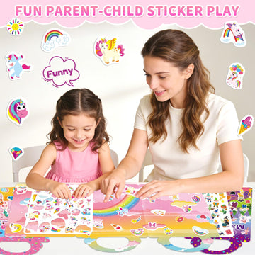 CREATIVETREES 6 Sets Reusable Sticker Book for Girls 3-6, Jelly Sticker Books for Toddler, Travel Sticker Activity Toys for Kids 3 4 5 6 Years Old