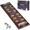 VAMSLOVE Wooden Mancala Board Game with Magnetic Lock / 48+8 Extra Multi Color Glass Stones, Folding Mancala Set for 2 Player, 6 Age and Up