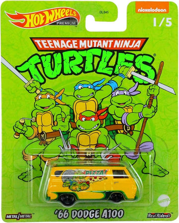 Hot Wheels 2022 Premium Pop Culture TMNT Teenage Mutant Ninja Turtles Complete Set of 5 Die?Cast Vehicles, 1:64 Scale, DLB45-946N, Ages 3+
