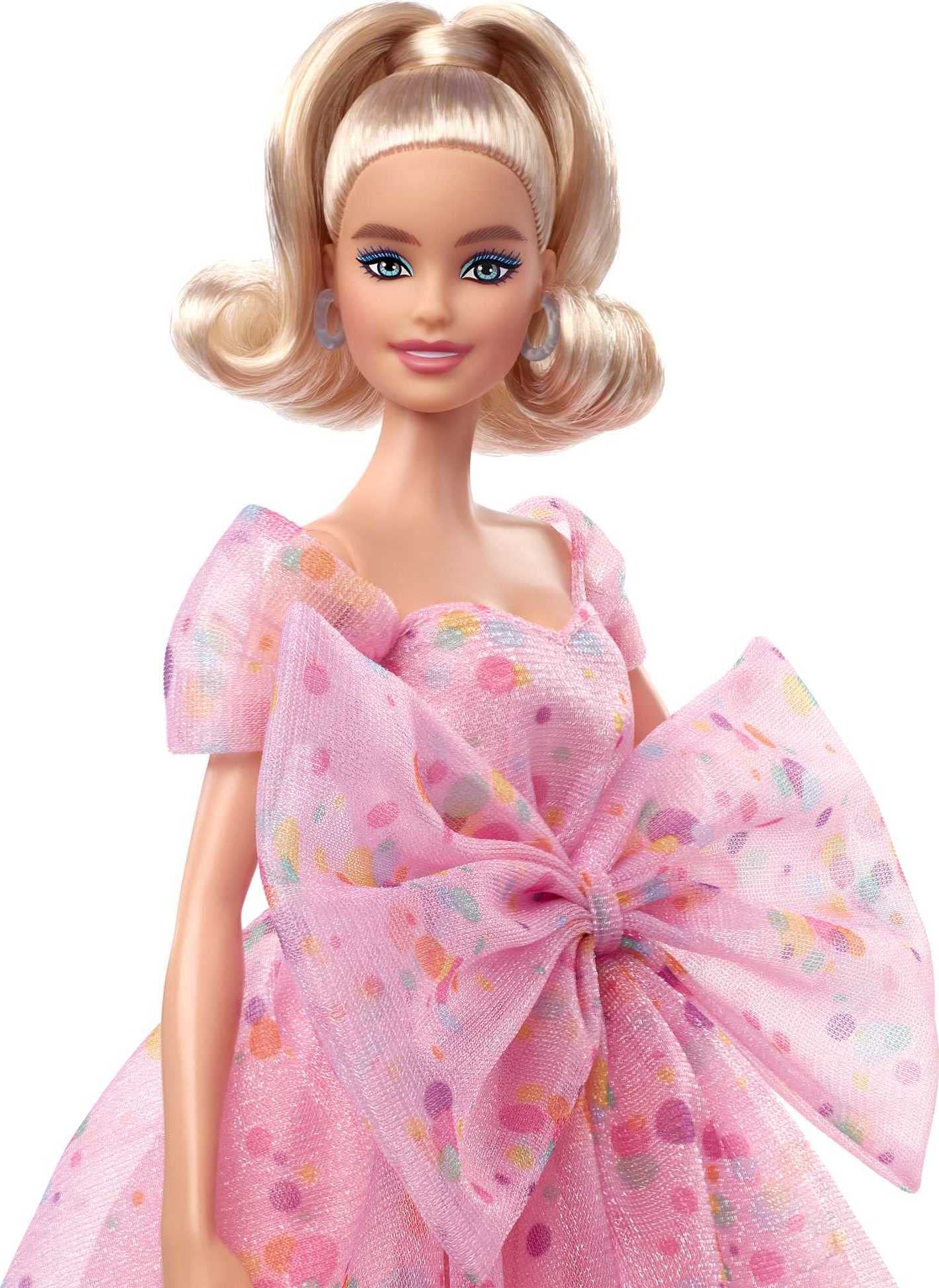 Barbie Signature Birthday Wishes Doll (11.5in Blonde) Wearing Pink Tulle Gown & Shoes, with Customizable Packaging, Gift for 6+
