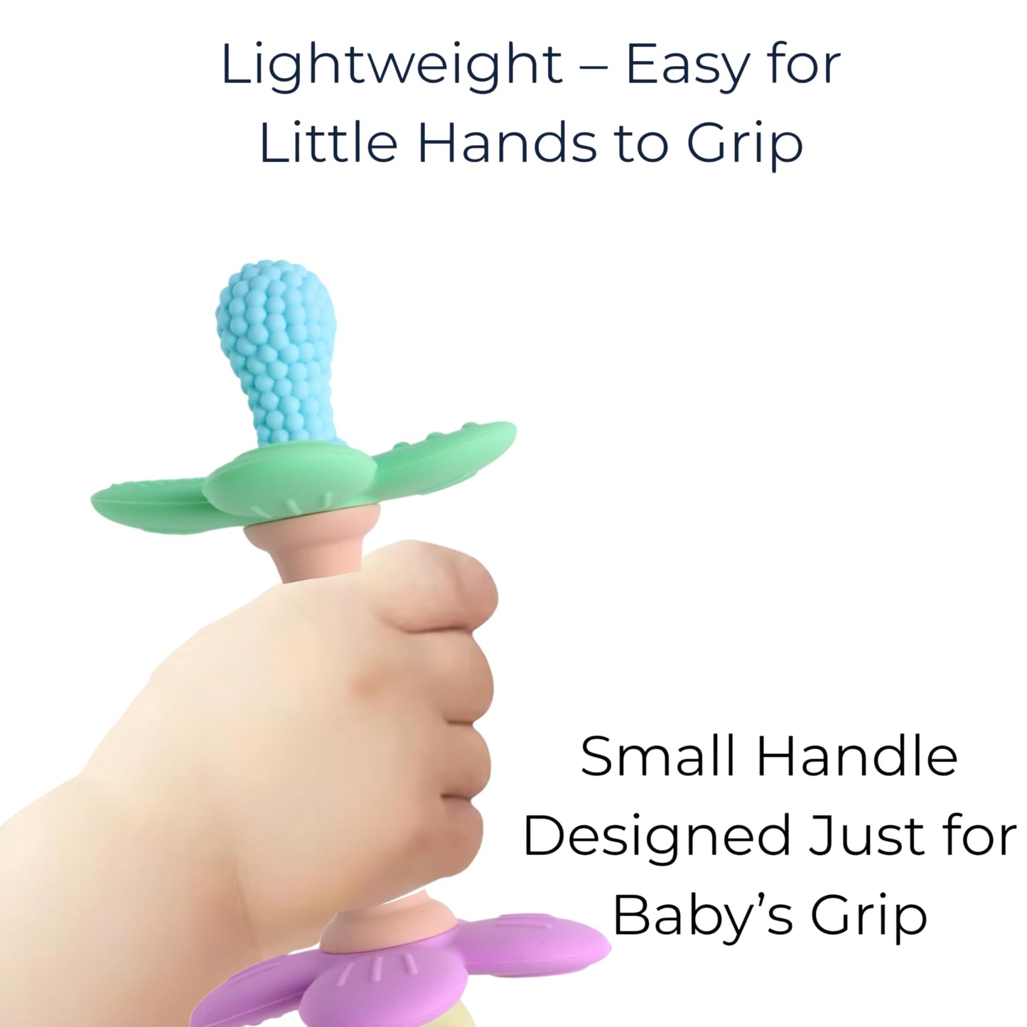 Everneer Silicone Teether Tube Stick for Babies - Textured Teething Toy with Grip Handle, Reaches Front Gums & Back Molars, BPA-Free, Easy to Hold