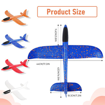 IJRPLM 4 Pack Foam Airplanes, 17.5 Inch Airplane Toys, 2 Flight Modes Glider Plane Flying Toy, Large Throwing Foam Plane for Kids 3-7 Year Olds