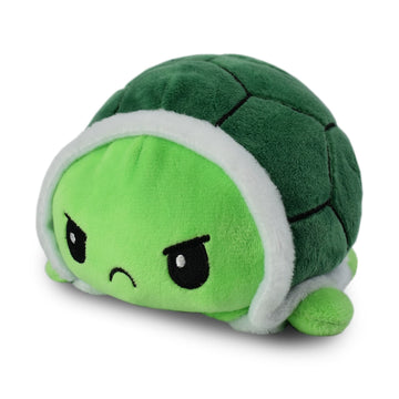 TeeTurtle Reversible Turtle Plushie 4-Inch Green Two-Sided Flip Plush Toy with Embroidered Details - Cute Mini Collectible Plush for Kids, Teens,