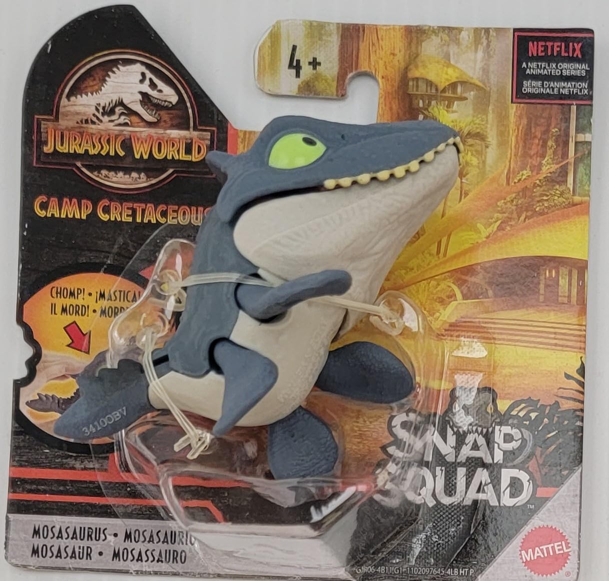 Jurassic World 2021 Camp Cretaceous Snap Squad Set of 4 Figures (Mosasaurus, Baryonyx Grim, Ankylosaurus Bumpy, Indominus Rex) from GGN26-956H Release
