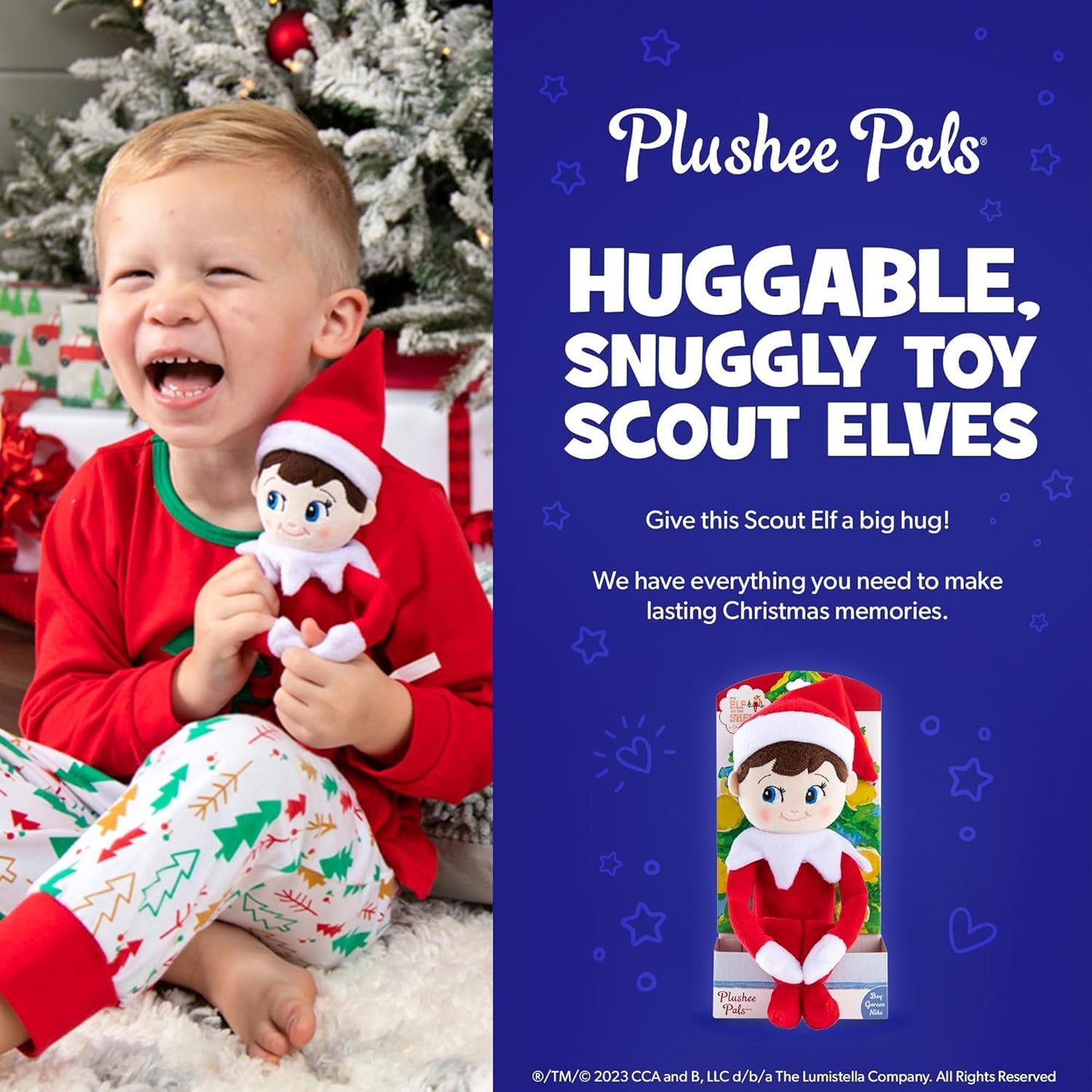 The Elf on the Shelf Plushee Pals - 17-inch Scout Elf Plush Toys Blue Eyed Boy- Huggable and Lovable Stuffed Elf Plush