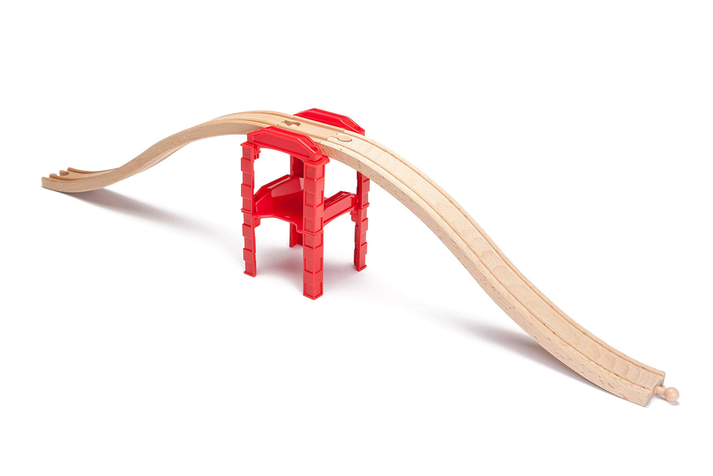 Multi Level Support Risers 6-Pack - Red Risers for Wooden Toy Train Set Creates 3 Levels of Tracks. Durable Hard Plastic Replacement Compatible