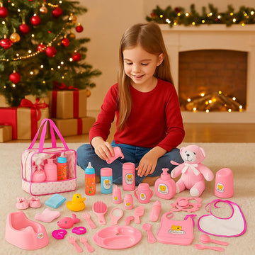 fash n kolor My Sweet Baby Disappearing Doll Feeding Set | Baby Care 6 Piece Doll Feeding Set (38 pc Set)