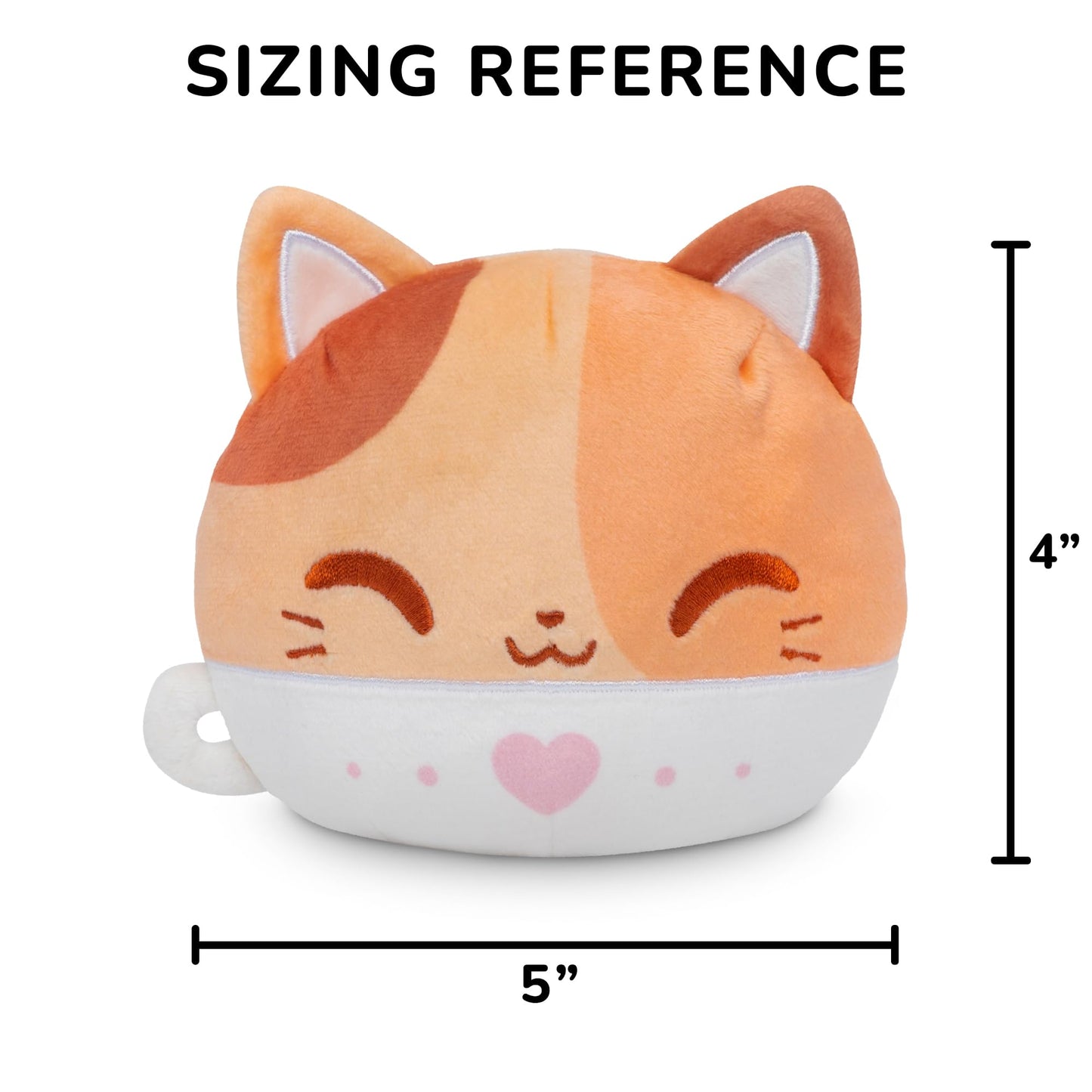 TeeTurtle Reversible Latte Cat Scented Plushie - 4-Inch Two-Sided Flip Plush Toy with Embroidered Details - Cute Mini Collectible Plush for Kids