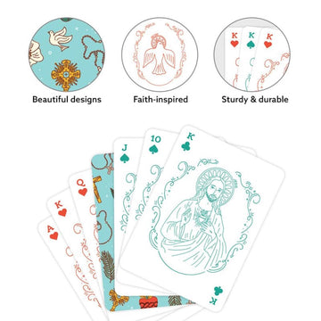 Catholic Playing Cards - 54 Card Deck with Magnetic Box - Holy Spirit, Holy Family & Saints Portraits - Catholic Gifts for Kids & Family