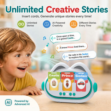 AI Storytelling Toy for Kids, Generate Stories Instantly with Any 3 Cards, 150 Cards 300 Words, Screen-Free, No Subscription Required, Talking Flash