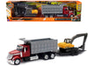 New Ray Toys International Lonestar, Dump Truck w/Excavator 1:43 Scale 18" DIECAST 16623 RED